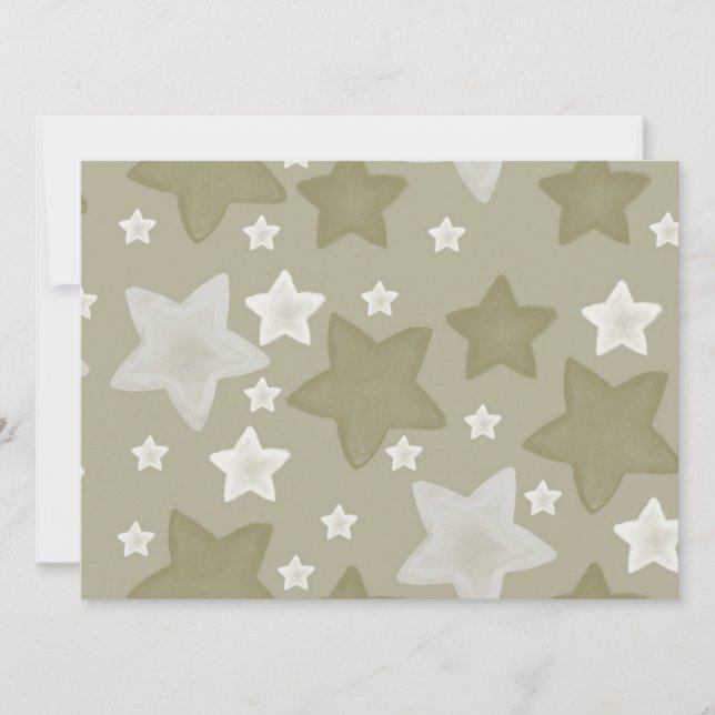 Guld Watercolor Stars babydusch Inbjudningar (Framsida)