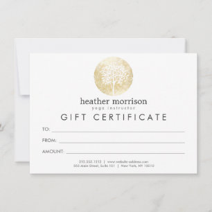 Guld Watercolor Träd Yoga och Hälsa Gift Card