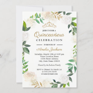  Guld Watercolor Wandefrand Quinceanera 15:e Inbjudningar