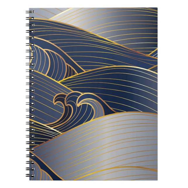 Guld Wave Linjer, Abstrakt Vintage. Anteckningsbok (Framsidan)