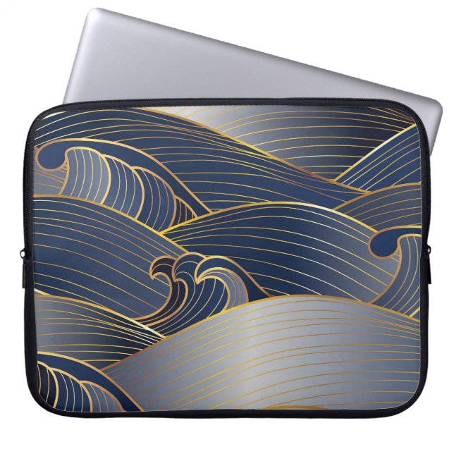 Guld Wave Linjer, Abstrakt Vintage. Laptop Fodral (Framsidan)