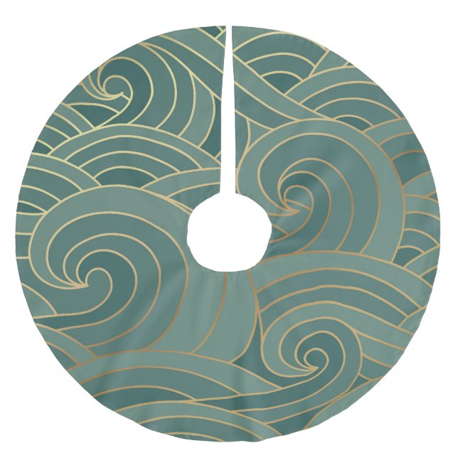 Guld Wave: Traditional Oriental Luxury Julgransmatta Borstad Polyester (Framsidan)