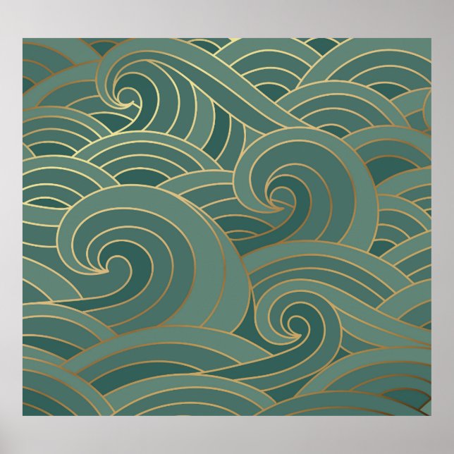 Guld Wave: Traditional Oriental Luxury Poster (Framsidan)