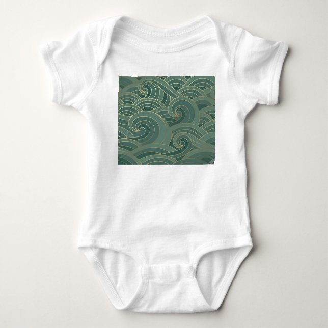 Guld Wave: Traditional Oriental Luxury T Shirt (Framsida)