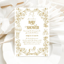 Guld Whimsical Blommigt Baby Shower