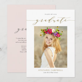 Guld Whimsical Script 2023 Photo Studenten Inbjudningar