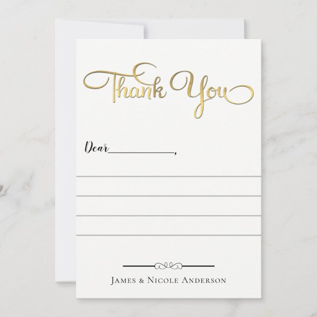 Guld Whimsical Script Full Foto Modern Tack Kort (Framsida)