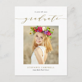 Guld Whimsical Script Klass 2023 Examen Vykort