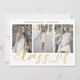 Guld Whimsical Script Photo Studenten Card Spara Datumet