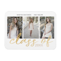 Guld Whimsical Script Photo Studenten Magnet