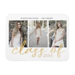 Guld Whimsical Script Photo Studenten Magnet
