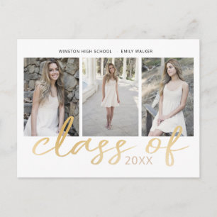 Guld Whimsical Script Photo Studenten Meddelande Vykort