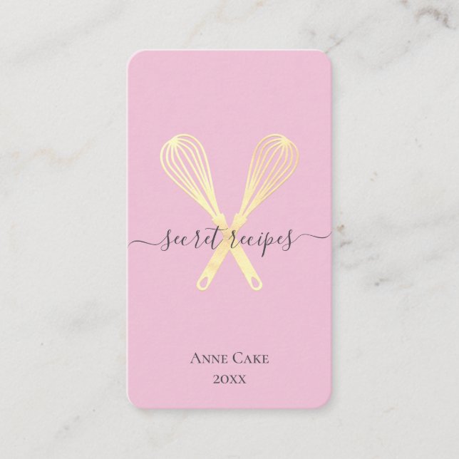 Guld Whisk Bakery Chef Caterer Editable Qr-kod Visitkort (Framsida)