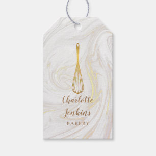 Guld Whisk Bakery Patisserie Marble Swirls Presentetikett