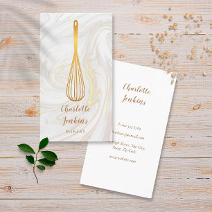 Guld Whisk Bakery Patisserie Marble Swirls Visitkort