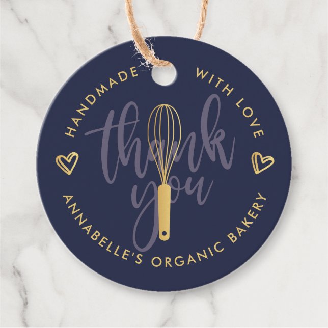 Guld Whisk Bakery Tack QR-kod Gåvor Etiketter (Framsida)