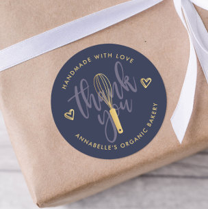 Guld Whisk Bakery Tack Runt Klistermärke