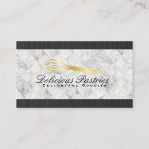 Guld Whisk Logotyp Marble Background Visitkort