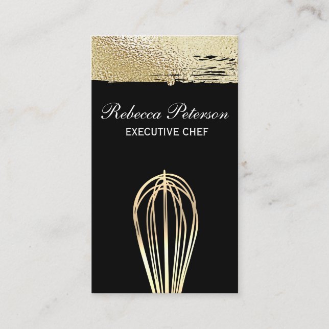 Guld Whisk och Golden Foil Brushed Visitkort (Framsida)