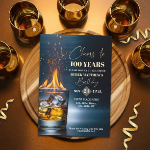 Guld Whiskey Tema Män 100-årsfirande Inbjudningar