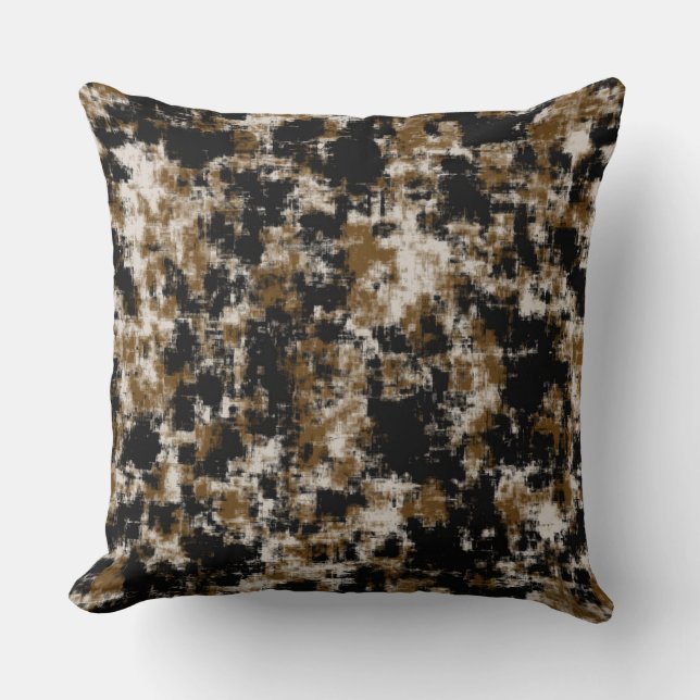 Guld White and Black abstrakt Kudde (Framsida)