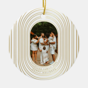 Guld White Anpassningsbar Photo Family Jul Julgransprydnad Keramik