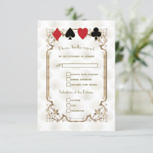 Guld White Art Deco Casino Vegas Poker Bröllop OSA Kort