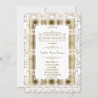 Guld White Art Deco Gatsby 20:e Stil Sweet 16