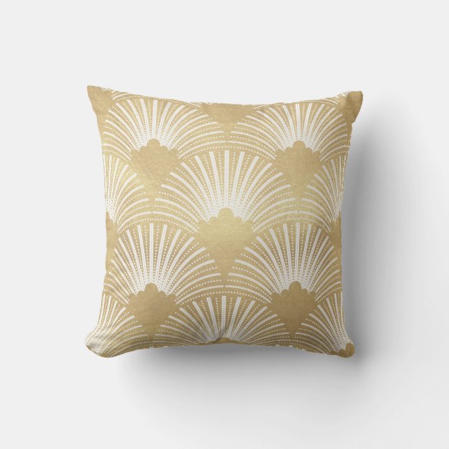 Guld & White Art-deco Mönster 23 Kudde (Framsida)