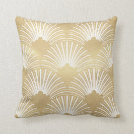 Guld & White Art-deco Mönster 23 Kudde