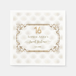 Guld White Art Deco Sweet sixteen Birthday Pappersservett