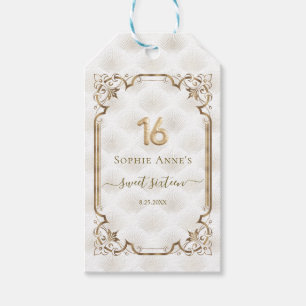 Guld White Art Deco Sweet sixteen Birthday Presentetikett