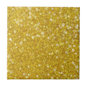 Guld White Bauble Färg Faux Glitter Solid Kakelplatta