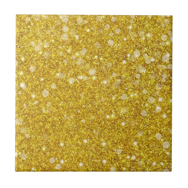 Guld White Bauble Färg Faux Glitter Solid Kakelplatta (Framsidan)