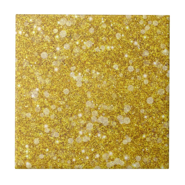 Guld White Bauble Färg Faux Glitter Solid Kakelplatta (Framsidan)