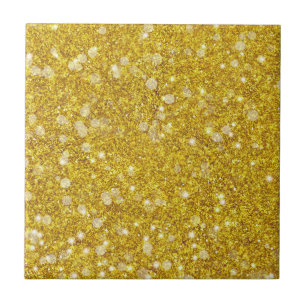 Guld White Bauble Färg Faux Glitter Solid Kakelplatta