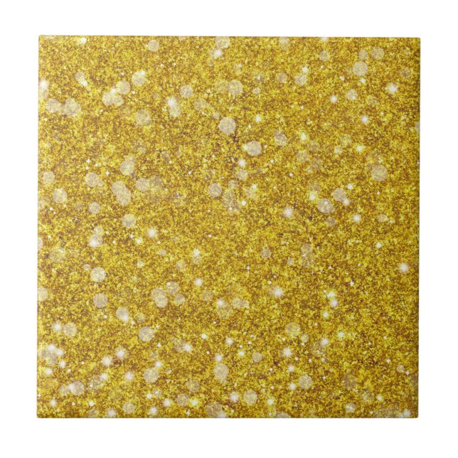 Guld White Bauble Färg Faux Glitter Solid Kakelplatta (Framsidan)