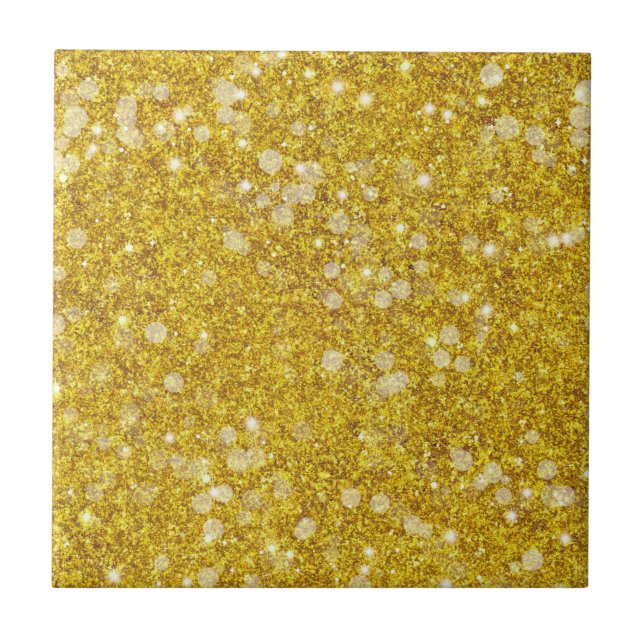 Guld White Bauble Färg Faux Glitter Solid Kakelplatta (Framsidan)
