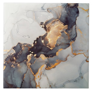 Guld White Black Marble Kakelplatta