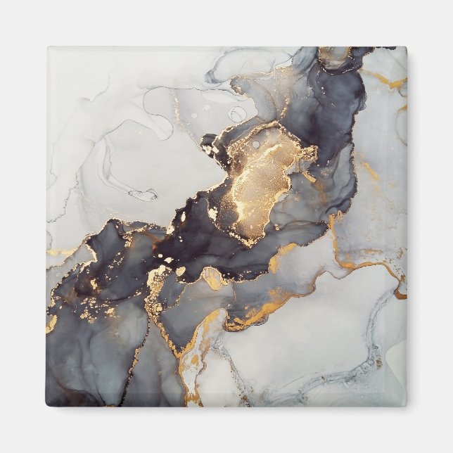 Guld White Black Marble Magnet (Framsidan)