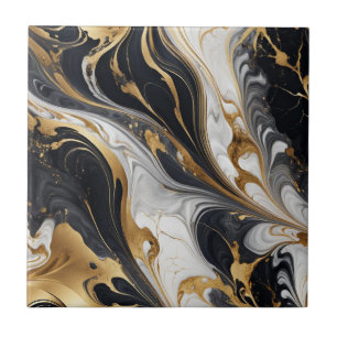 Guld White Black Marble Stones 2 Ceramic Tile Kakelplatta