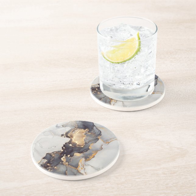 Guld White Black Marble Underlägg (Sidan)