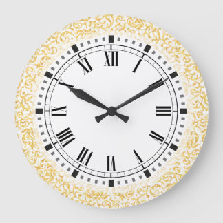 Guld White Blommigt Damask William Morris Inspired Stor Klocka