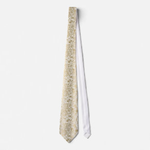 Guld & White Blommigt Paisley Damask Mönster Slips