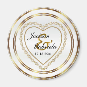Guld & White Bröllop / årsdag Keepsaké Magnet