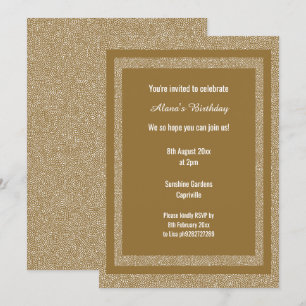 Guld White Bronze Modern Birthday-Anpassningsbar S Inbjudningar