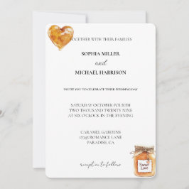 Guld White Caramel Sweet Kärlek Heart Bröllop Inbjudningar