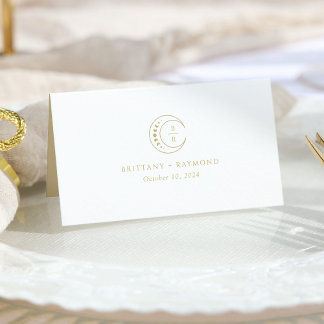 Guld White Celestial Bröllop Placeringskort