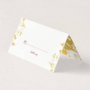 Guld& White Cherry Blommar Oriental Bröllop Visitkort