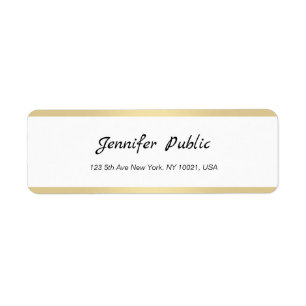 Guld White Chic Hand Script Enkel Returadress Etikett